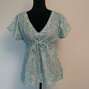 Tulle Drawstring Waist Blouse